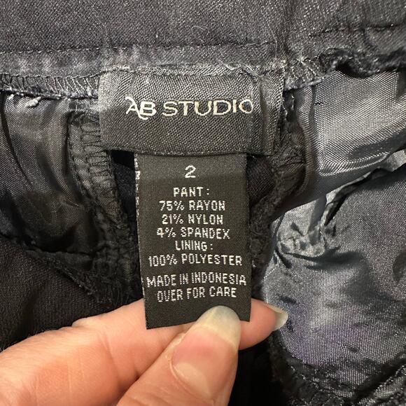 Work Office AB Studio Black Crop Pants Stretchy Comfy Casual Size 2 Classic - Picture 6 of 7